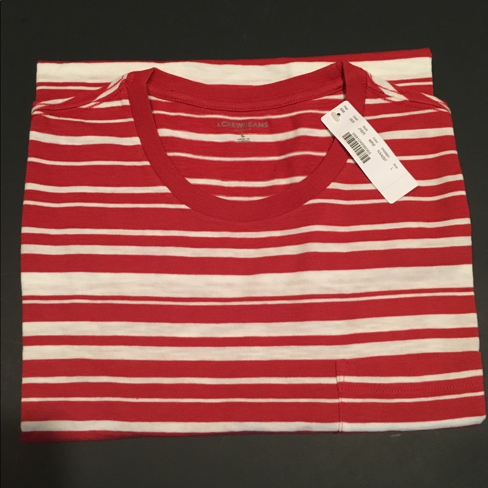 NWT jcrew striped shirt with pocket on left side